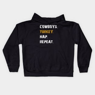 Cowboys Turkey Nap Repeat Thanksgiving Football Kids Hoodie